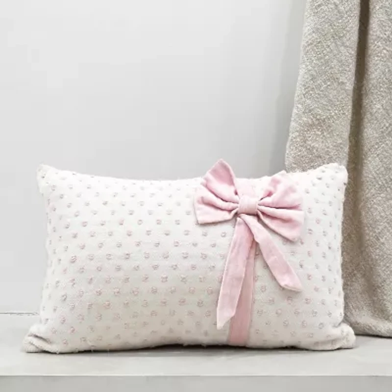 Vibhsa Vibhsa Handwoven Decorative Pillow With Bows And Frills, 14" X 24" Rectangular Throw Pillow