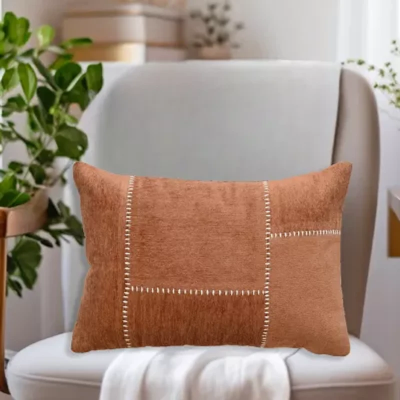 Vibhsa Vibhsa Baltic Cut And Sew Rice Stitched Throw Pillow, 14" X 20" Rectangular Throw Pillow