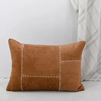 Vibhsa Vibhsa Baltic Cut And Sew Rice Stitched Throw Pillow, 14" X 20" Rectangular Throw Pillow