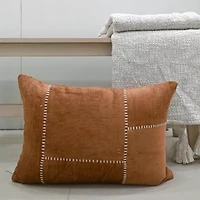 Vibhsa Vibhsa Baltic Cut And Sew Rice Stitched Throw Pillow, 14" X 20" Rectangular Throw Pillow