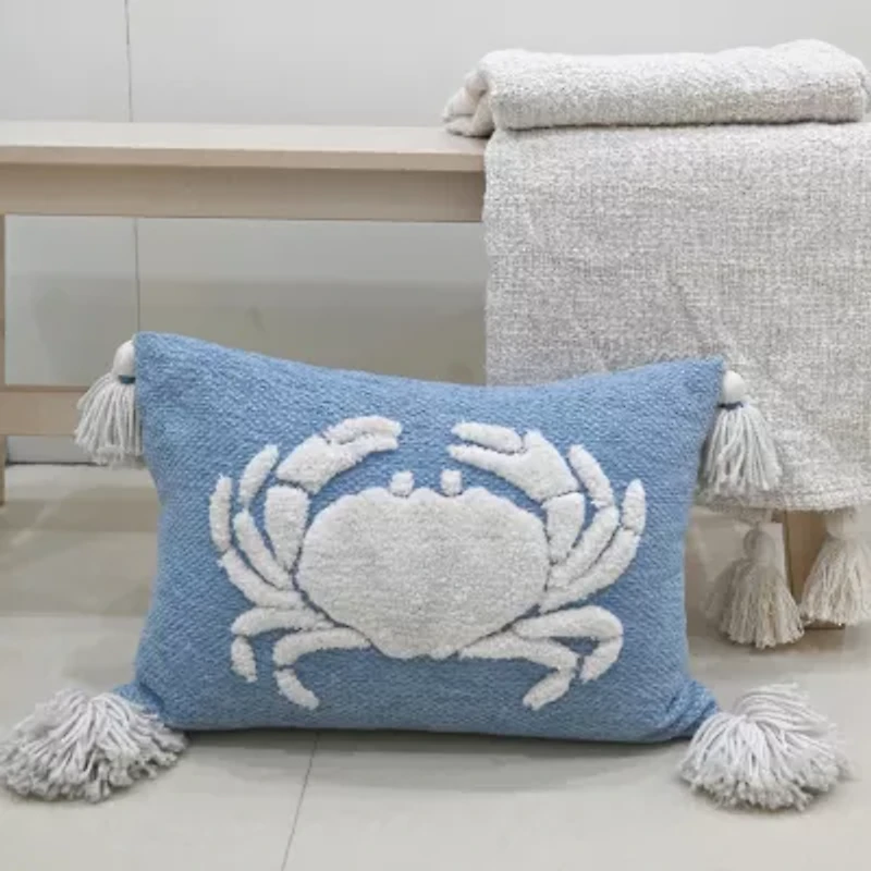 Vibhsa Vibhsa Baltic Table Tufted Pillow With Corner Tassels, 14" X 20" Rectangular Throw Pillow