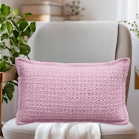 Vibhsa Vibhsa Honeycomb Handwoven Textured Pillow, 14" X 24" Rectangular Throw Pillow