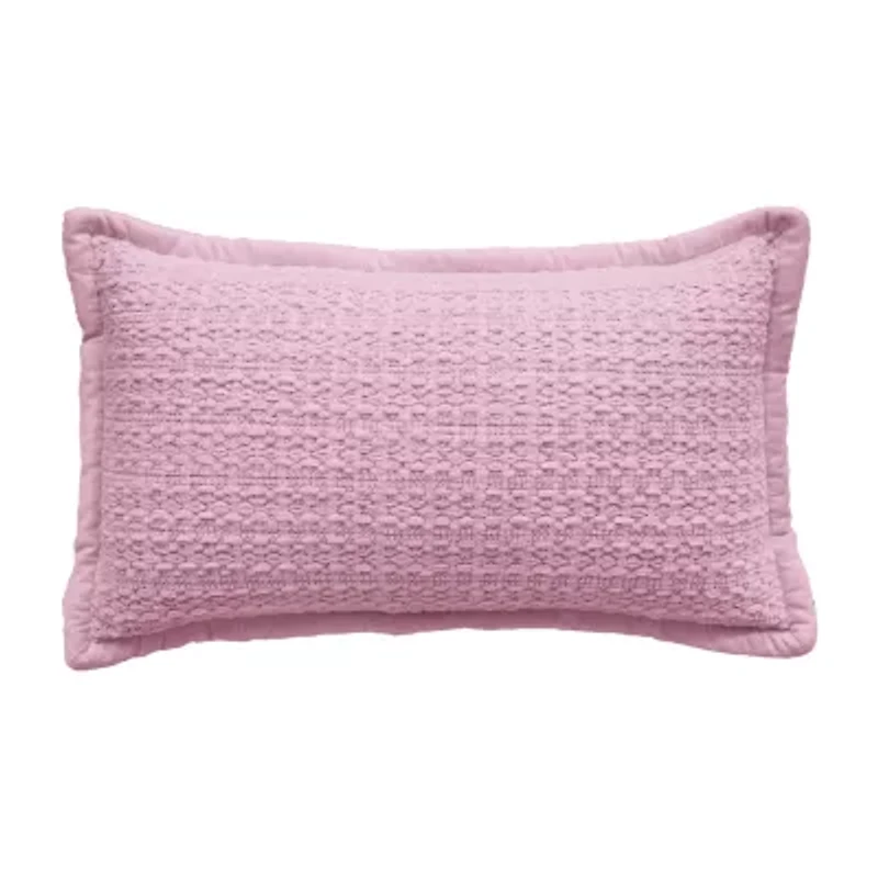 Vibhsa Vibhsa Honeycomb Handwoven Textured Pillow, 14" X 24" Rectangular Throw Pillow