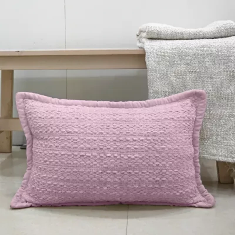 Vibhsa Vibhsa Honeycomb Handwoven Textured Pillow, 14" X 24" Rectangular Throw Pillow