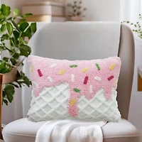 Vibhsa Vibhsa Novelty Tufted Decorative Pillow With Ice Cream Design, 14"X20" Rectangular Throw Pillow