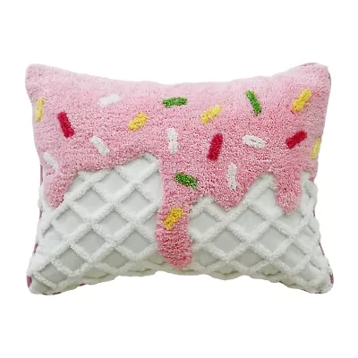 Vibhsa Vibhsa Novelty Tufted Decorative Pillow With Ice Cream Design, 14"X20" Rectangular Throw Pillow