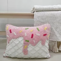 Vibhsa Vibhsa Novelty Tufted Decorative Pillow With Ice Cream Design, 14"X20" Rectangular Throw Pillow