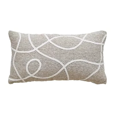 Vibhsa Vibhsa Linden Street Handwoven & Machine Embroidered Decorative Pillow, 14" X 24" Rectangular Throw Pillow