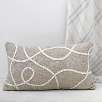 Vibhsa Vibhsa Linden Street Handwoven & Machine Embroidered Decorative Pillow, 14" X 24" Rectangular Throw Pillow