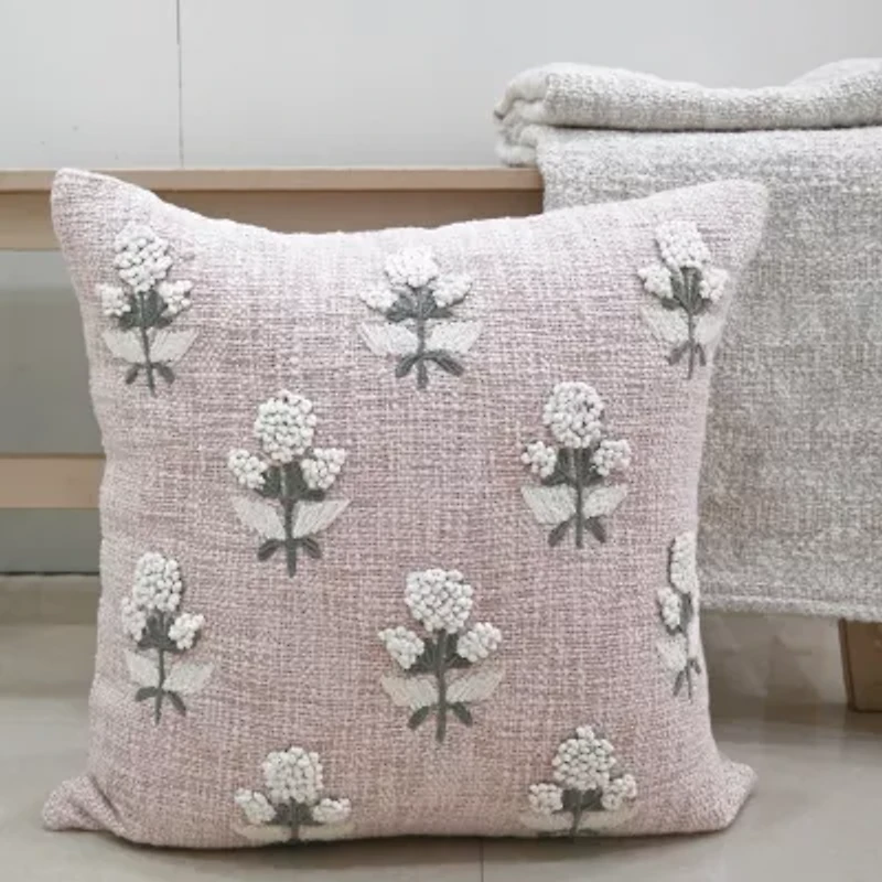 Vibhsa Vibhsa Persian Handwoven & Hand-Embroidered Decorative Pillow, 20"X20" Square Throw Pillow