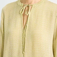Worthington Womens Split Tie Neck Long Sleeve Blouse