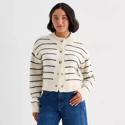 a.n.a Womens Crew Neck Long Sleeve Button Cardigan