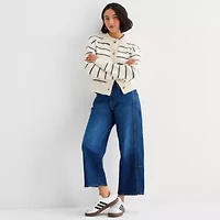 a.n.a Womens Crew Neck Long Sleeve Button Cardigan