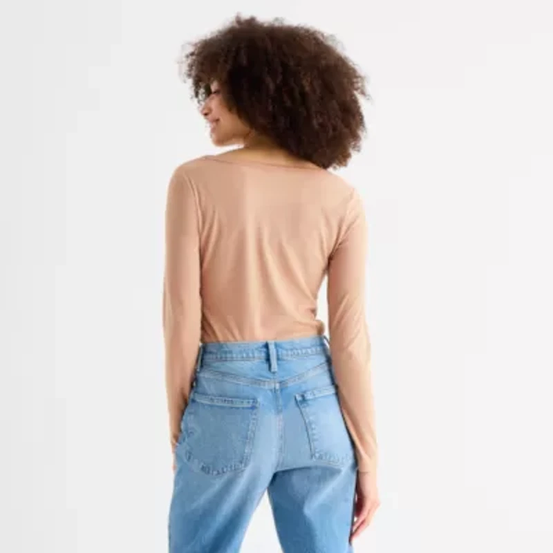 a.n.a Womens Round Neck Long Sleeve T-Shirt