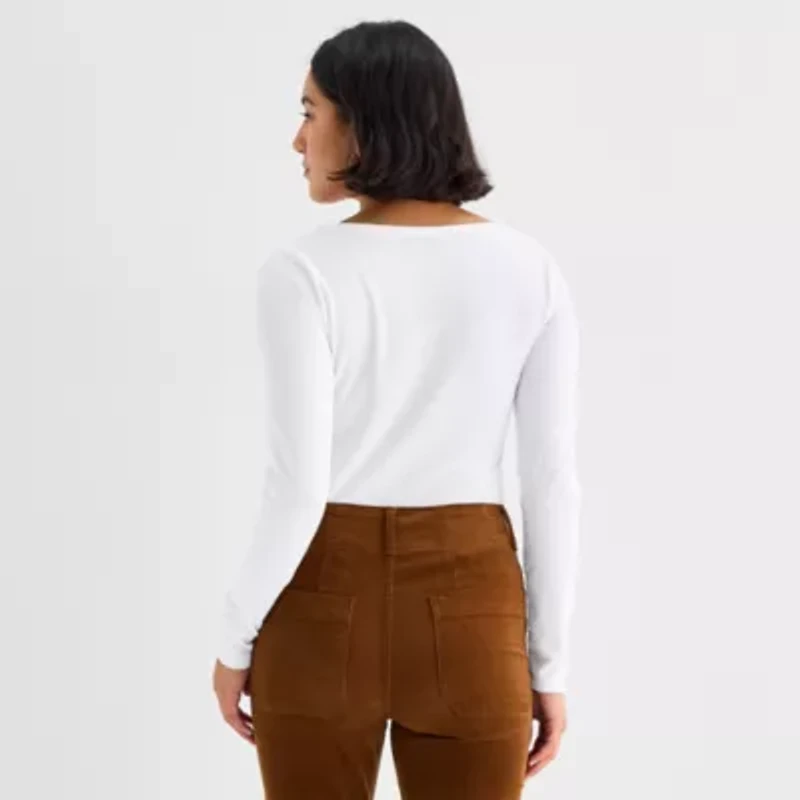 a.n.a Womens Round Neck Long Sleeve T-Shirt