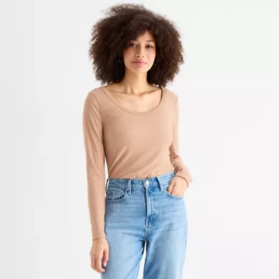 a.n.a Womens Round Neck Long Sleeve T-Shirt