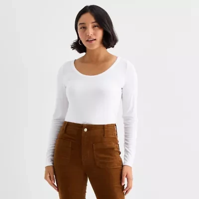 a.n.a Womens Round Neck Long Sleeve T-Shirt