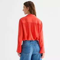 a.n.a Womens V Neck Long Sleeve Blouse