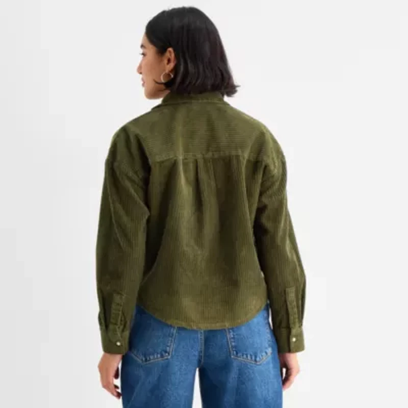 a.n.a Womens Cuffed Long Sleeve Regular Fit Button-Down Shirt