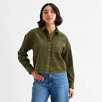 a.n.a Womens Cuffed Long Sleeve Regular Fit Button-Down Shirt