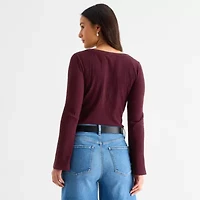 a.n.a Womens Boat Neck Long Sleeve T-Shirt