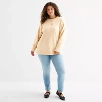 a.n.a Plus Womens Crew Neck Long Sleeve Pullover Sweater
