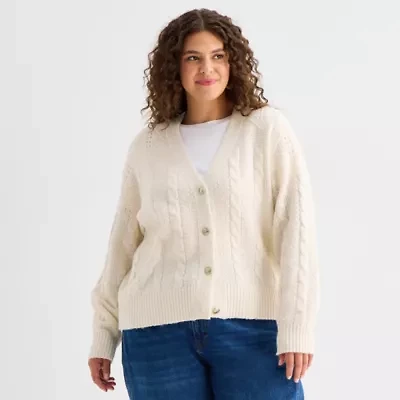 a.n.a Womens V Neck Long Sleeve Button Plus Cardigan