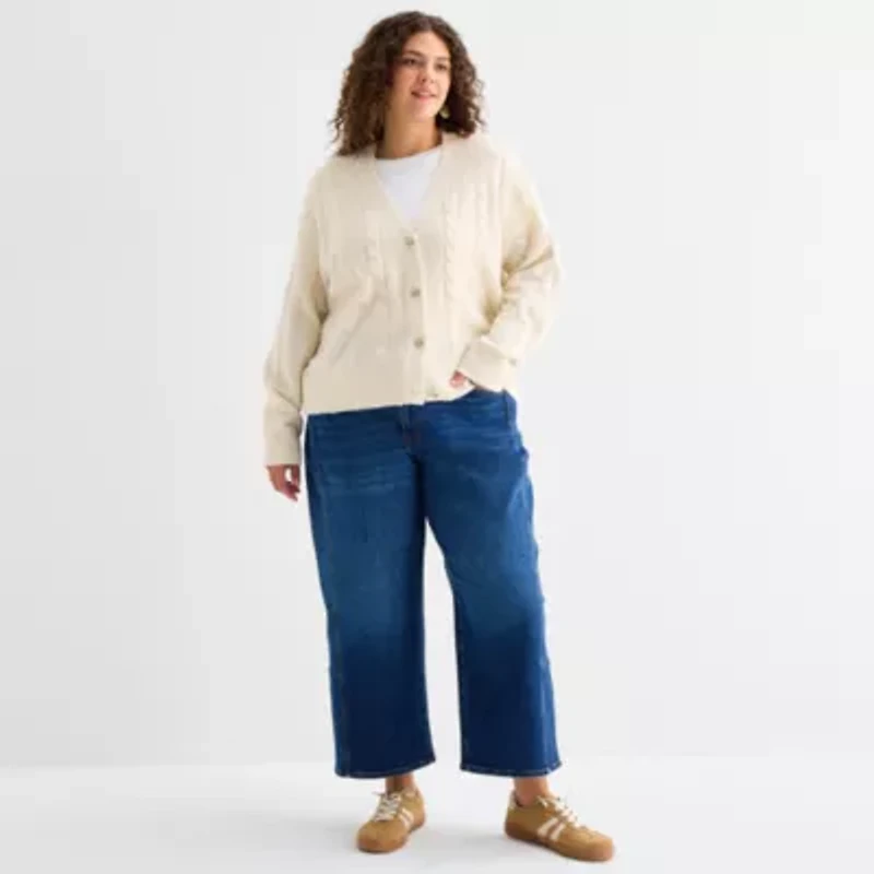 a.n.a Womens V Neck Long Sleeve Button Plus Cardigan