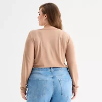 a.n.a Womens Scoop Neck Long Sleeve Plus T-Shirt