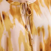 Worthington Womens Plus Split Tie Neck Long Sleeve Blouse