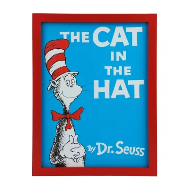 The Cat In The Hat Framed Book Cover Replica Red Wooden Frame Wall Art Wall Frame