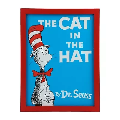 The Cat In The Hat Framed Book Cover Replica Red Wooden Frame Wall Art Wall Frame