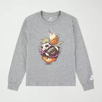 Nike Little Boys Crew Neck Long Sleeve Regular Fit Graphic T-Shirt