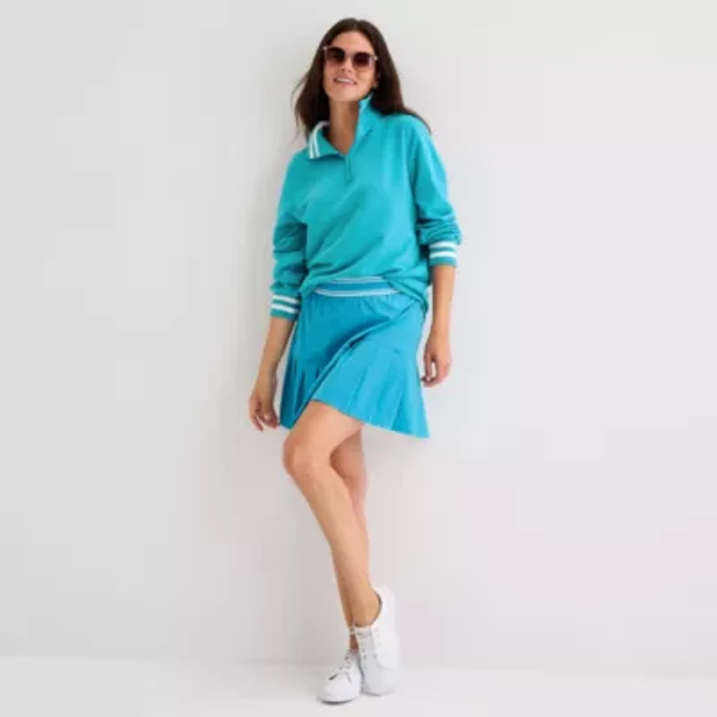 St. John's Bay Womens Mock Neck Long Sleeve Sweatshirt