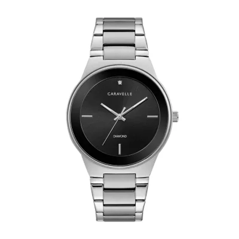 Caravelle Designed By Bulova Mens Silver Tone Stainless Steel Bracelet Watch 43d106