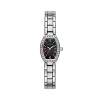 Caravelle Designed By Bulova Womens Crystal Accent Silver Tone Stainless Steel Bracelet Watch 43l204