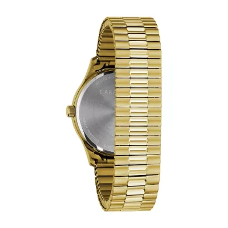 Caravelle Designed By Bulova Mens Gold Tone Stainless Steel Bracelet Watch 44b117
