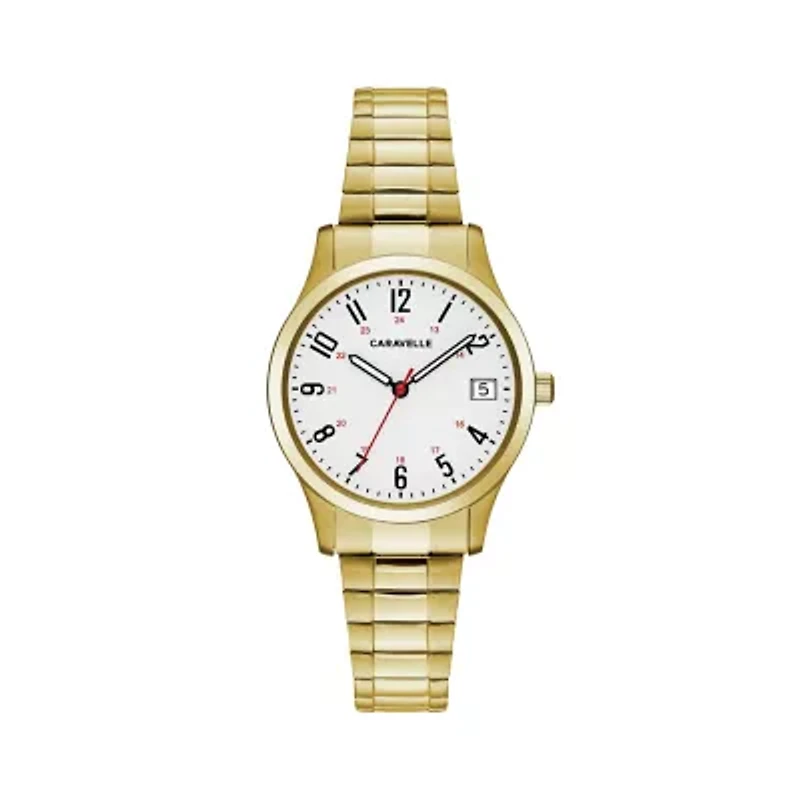 Caravelle Designed By Bulova Womens Gold Tone Stainless Steel Expansion Watch 44m113