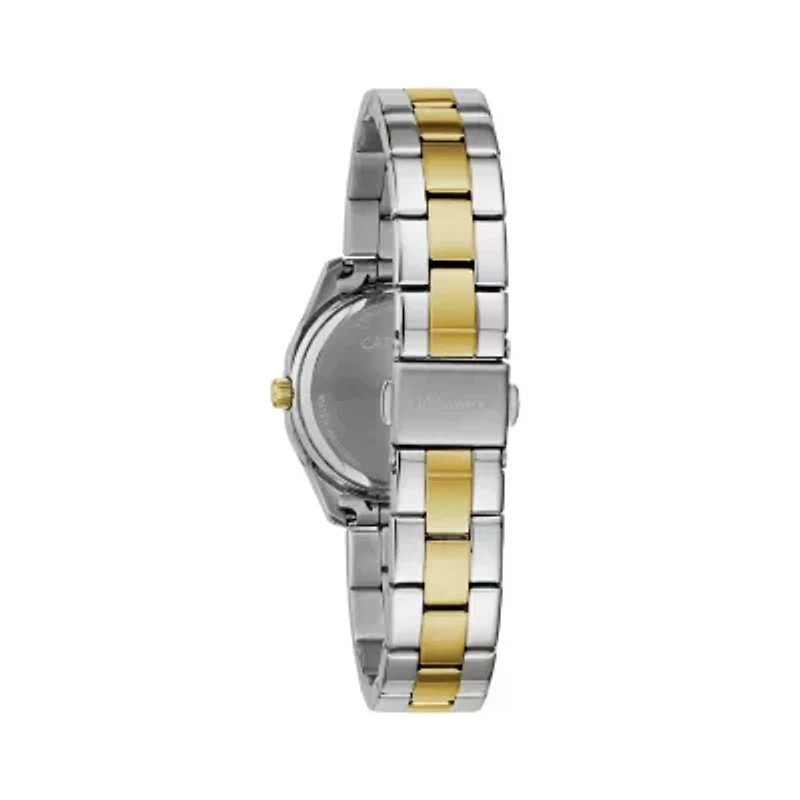 Caravelle Designed By Bulova Womens Crystal Accent Two Tone Stainless Steel Bracelet Watch 45m113
