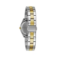 Caravelle Designed By Bulova Womens Crystal Accent Two Tone Stainless Steel Bracelet Watch 45m113