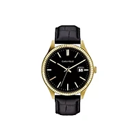 Caravelle Designed By Bulova Mens Black Leather Strap Watch 44b118