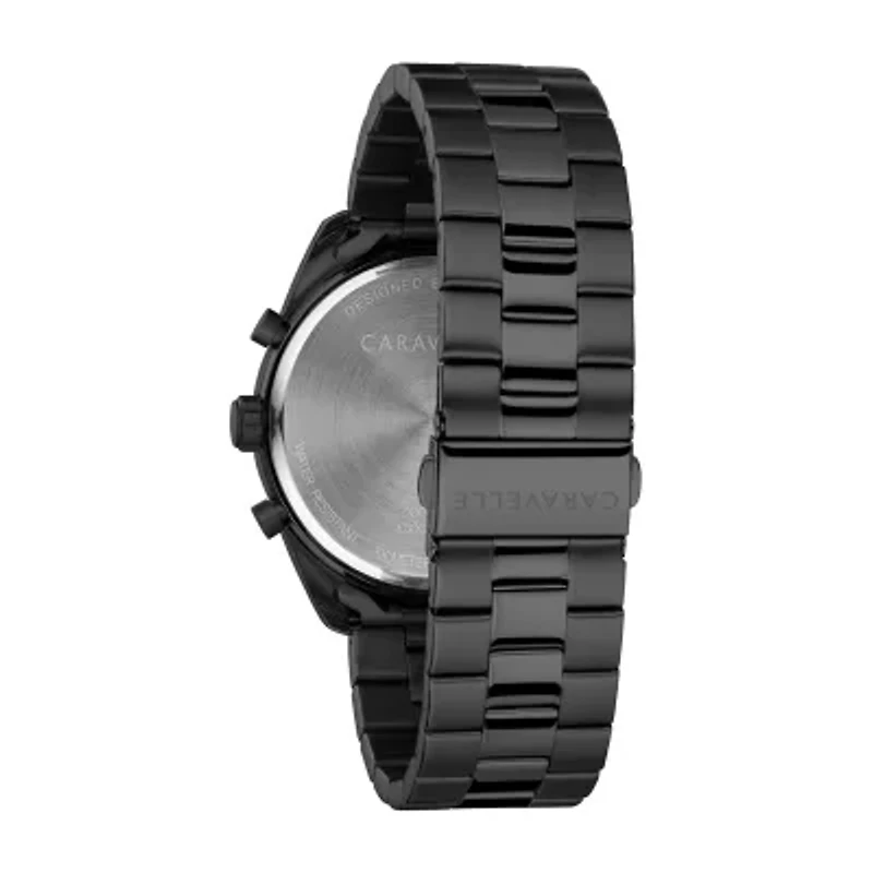 Caravelle Designed By Bulova Mens Chronograph Black Stainless Steel Bracelet Watch 45b150