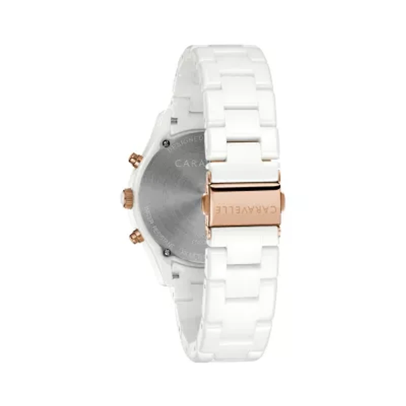 Caravelle Designed By Bulova Womens Chronograph White Bracelet Watch 45l174