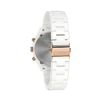 Caravelle Designed By Bulova Womens Chronograph White Bracelet Watch 45l174