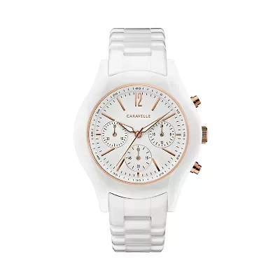 Caravelle Designed By Bulova Womens Chronograph White Bracelet Watch 45l174
