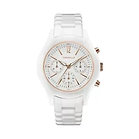 Caravelle Designed By Bulova Womens Chronograph White Bracelet Watch 45l174