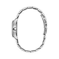 Caravelle Designed By Bulova Womens Crystal Accent Silver Tone Stainless Steel Bracelet Watch 43m120