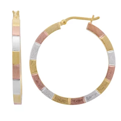 Womens 18K Gold Over Silver 34.9mm Hoop Earrings