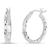 Womens Sterling Silver 20.3mm Hoop Earrings