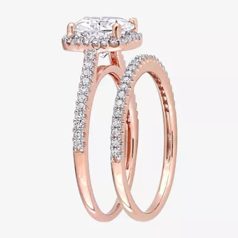 Womens 1/3 CT. T.W. Lab Created White Moissanite 14K Rose Gold Bridal Set